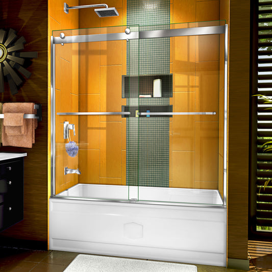Sapphire 56-60 in. W x 60 in. H Semi-Frameless Bypass Tub Door in Chrome
