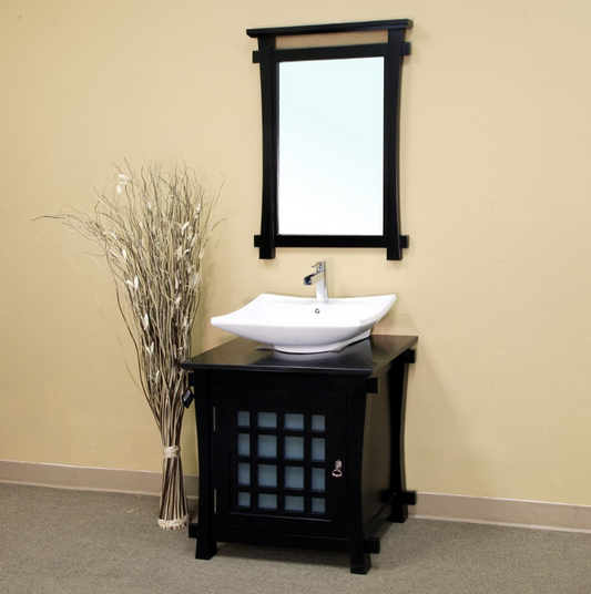 30 in Single sink vanity-wood-black