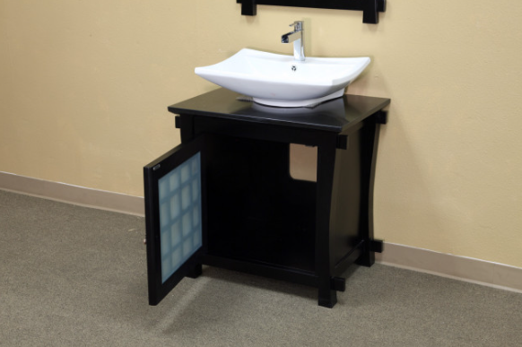 30 in Single sink vanity-wood-black