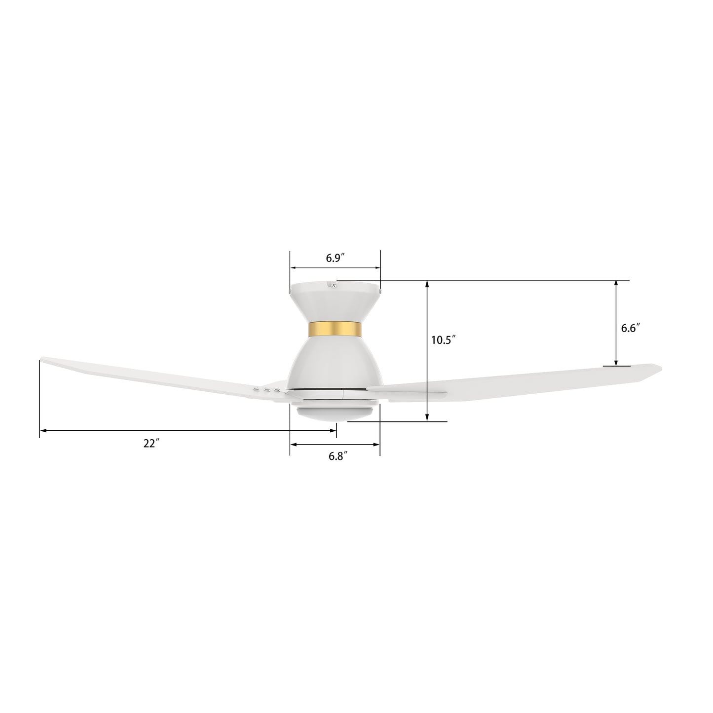 Calen 44 Inch 3-Blade Smart Ceiling Fan - White