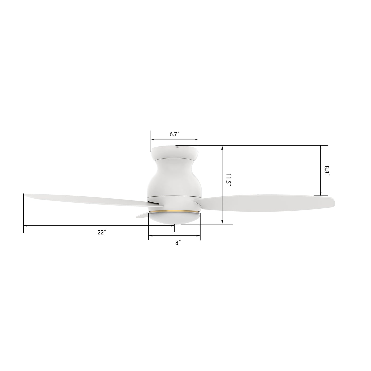 Trento 44 Inch 3-Blade Smart Ceiling Fan - White