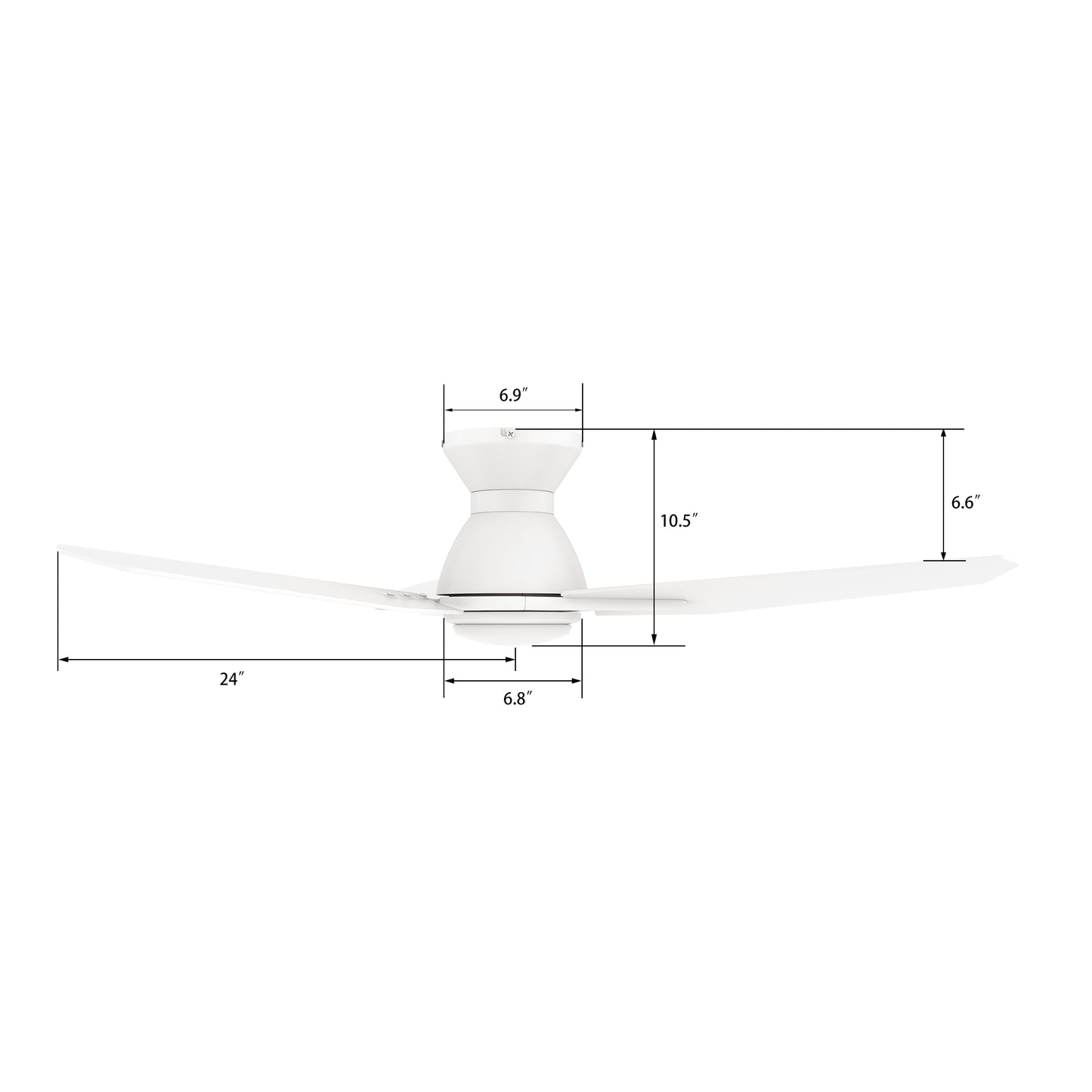 Calen 48 Inch 3-Blade Smart Ceiling Fan - White