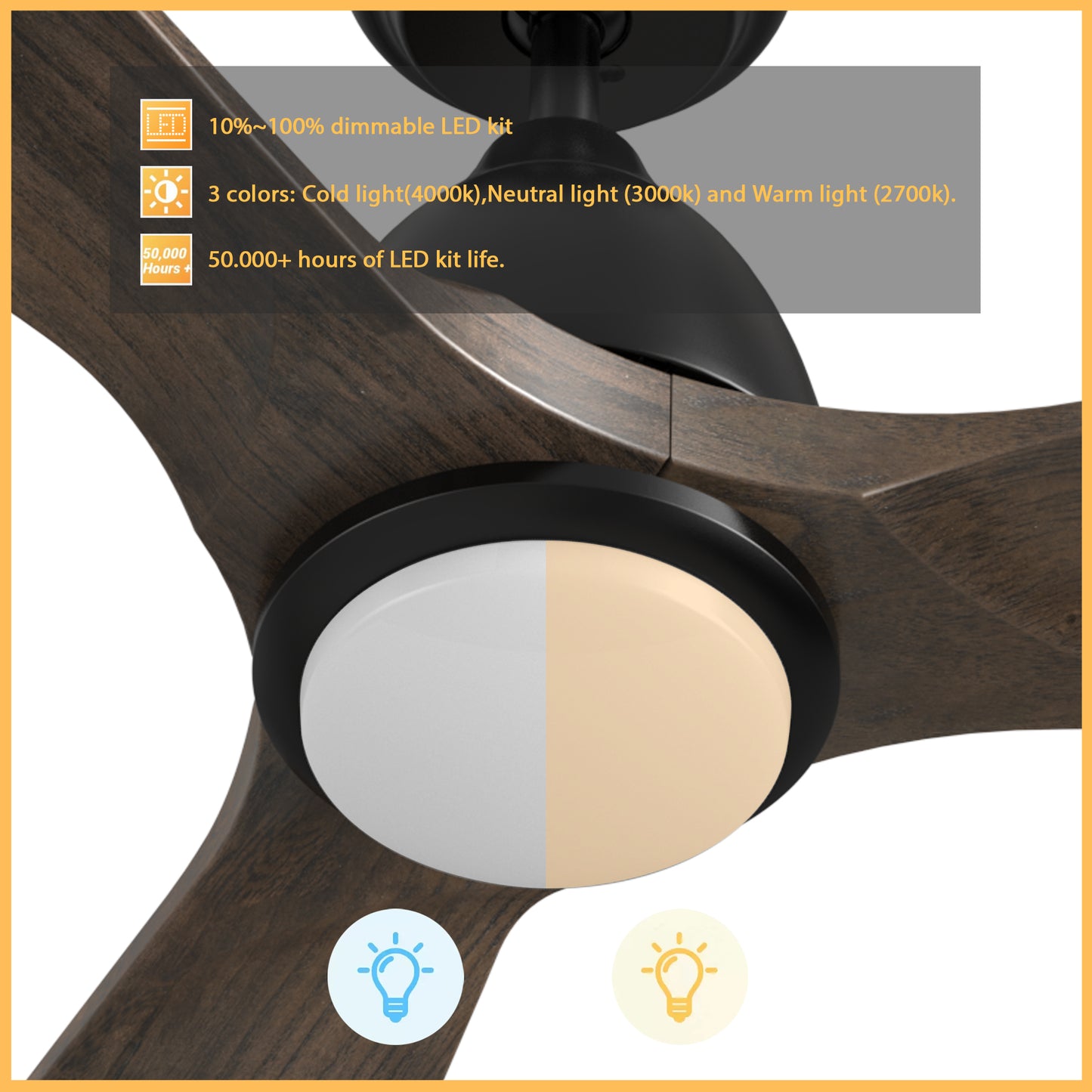 Riley 48 Inch 3-Blade Smart Ceiling Fan - Black
