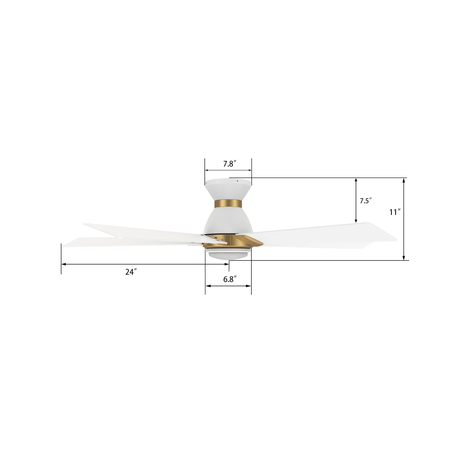 Ascender 48 Inch 5-Blade Flush Mount Smart Ceiling Fan - White