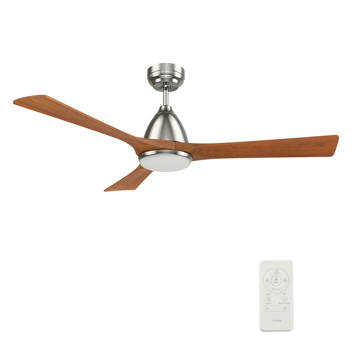 Perry 52 Inch 3-Blade Smart Ceiling Fan - Silver