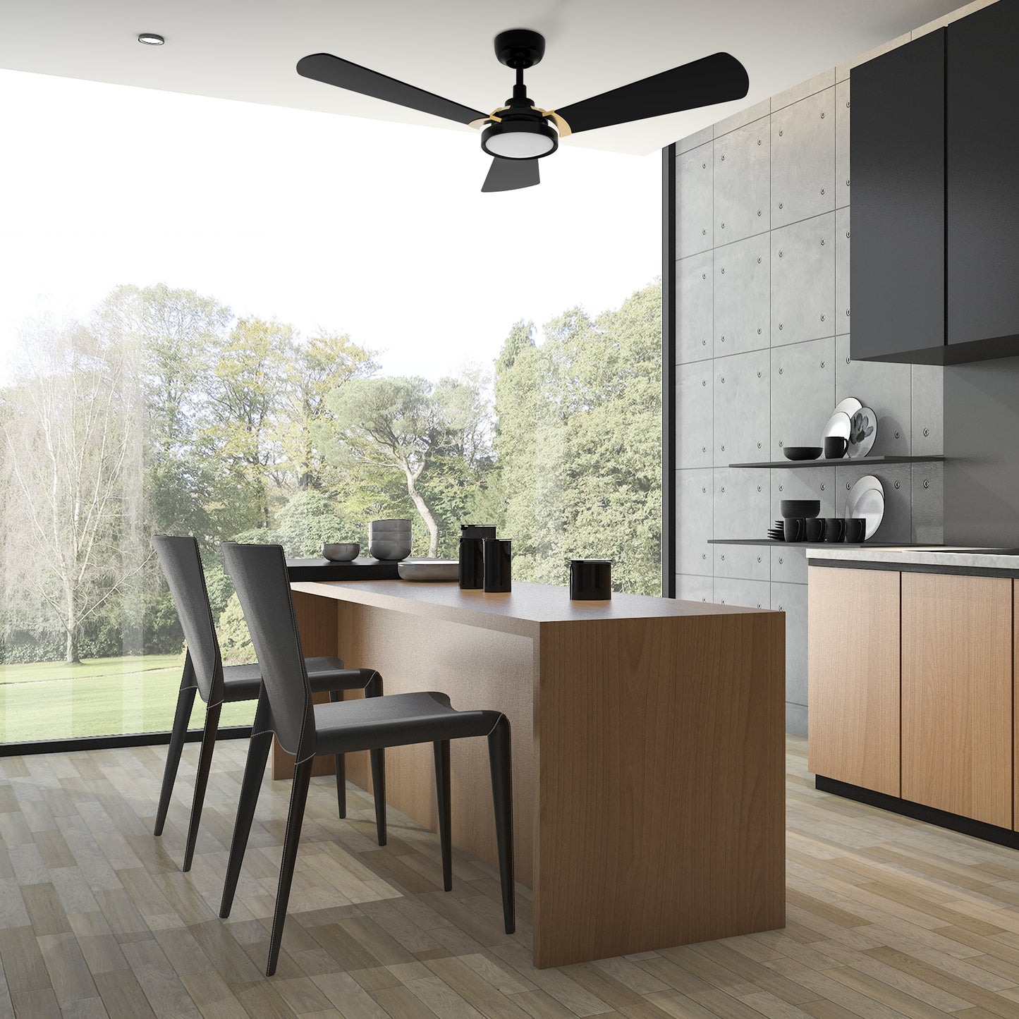 Brisa 52 Inch 3-Blade Smart Ceiling Fan - Black