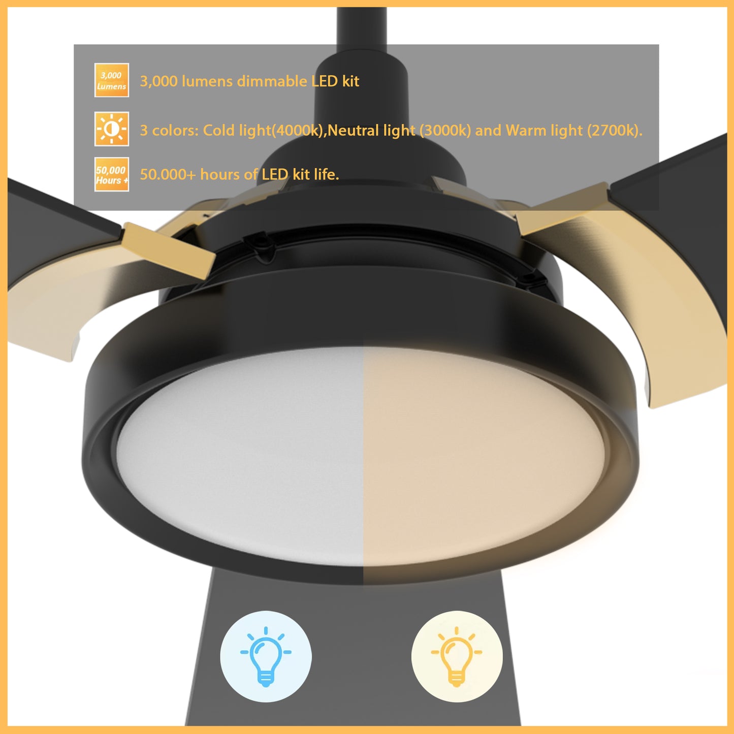 Brisa 52 Inch 3-Blade Smart Ceiling Fan - Black