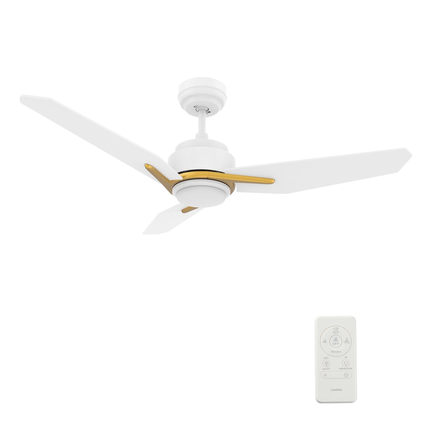 Tracer 52 Inch 3-Blade Smart Ceiling Fan - White (Gold Detail)