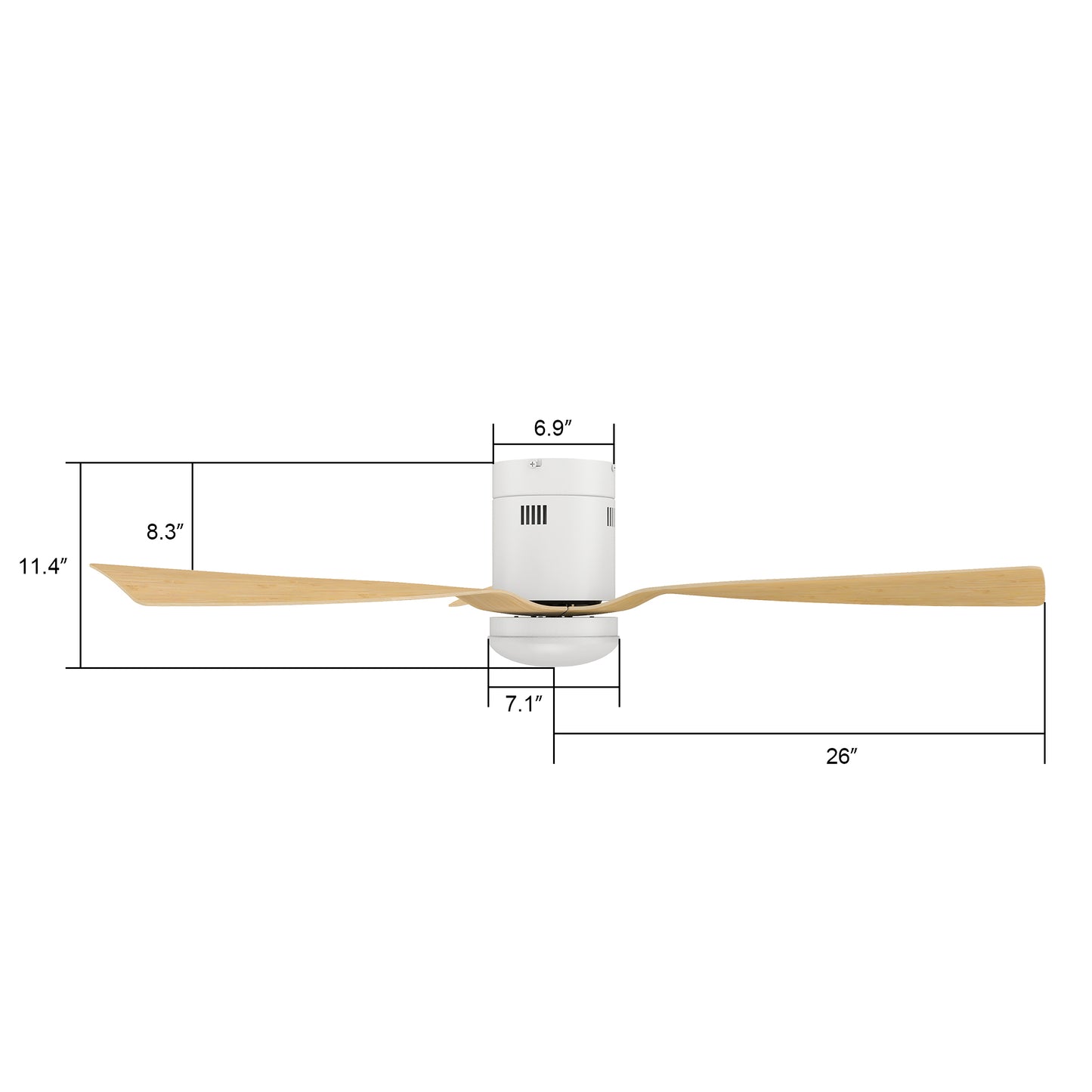 Spezia 52 Inch 3-Blade Smart Ceiling Fan - White/Bamboo Wood