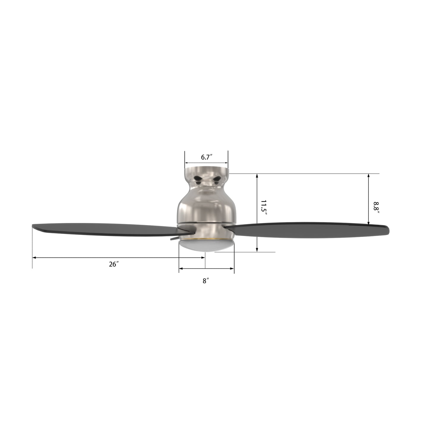 Trento 52 Inch 3-Blade Smart Ceiling Fan - Silver
