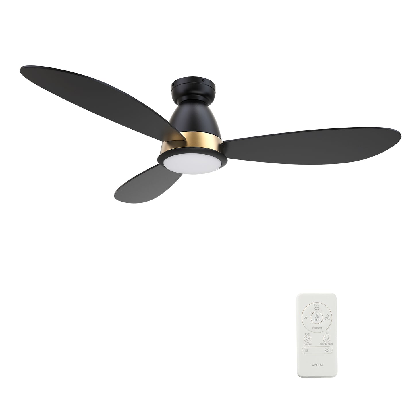 York 52 Inch 3-Blade Flush Mount Smart Ceiling Fan - Black