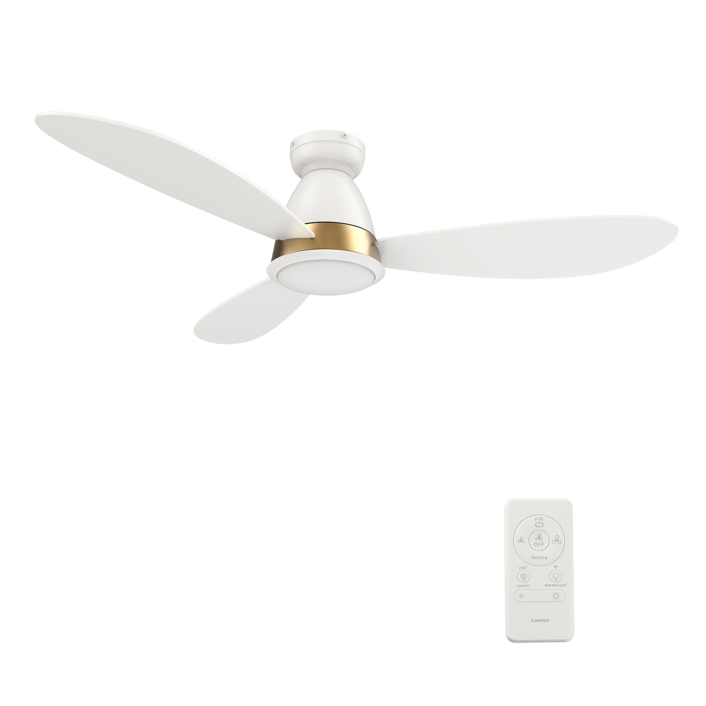 York 52 Inch 3-Blade Smart Ceiling Fan - White (Gold Detail)