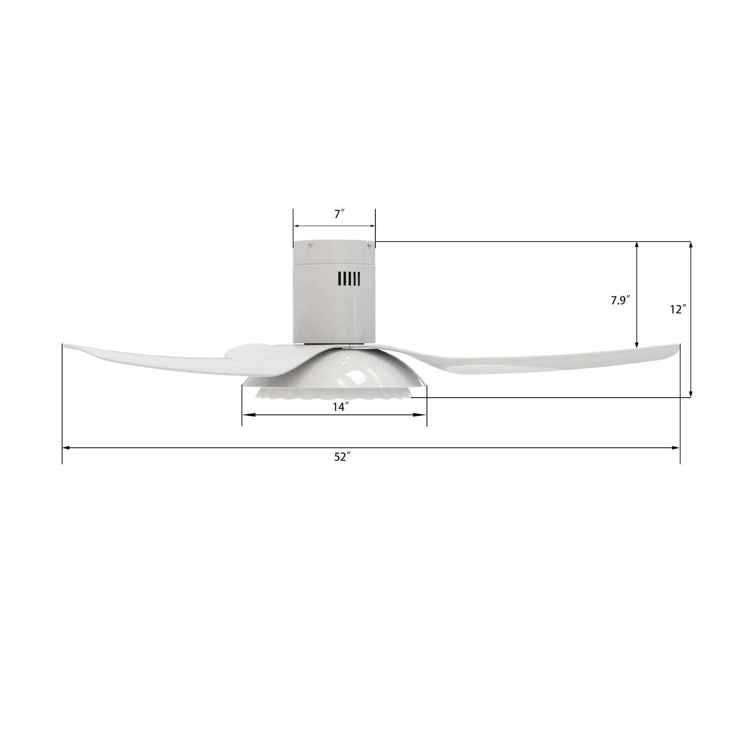 Daffodil 52 Inch 3-Blade Smart Ceiling Fan - White