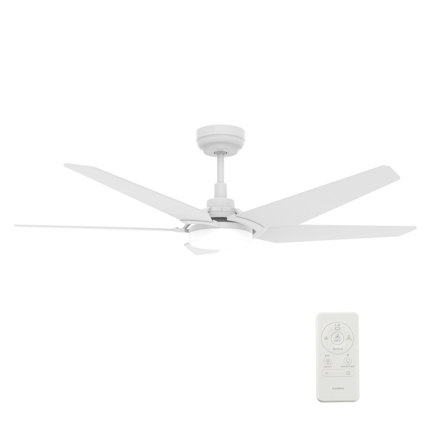 Woodrow 52 Inch 5-Blade Smart Ceiling Fan - White/White