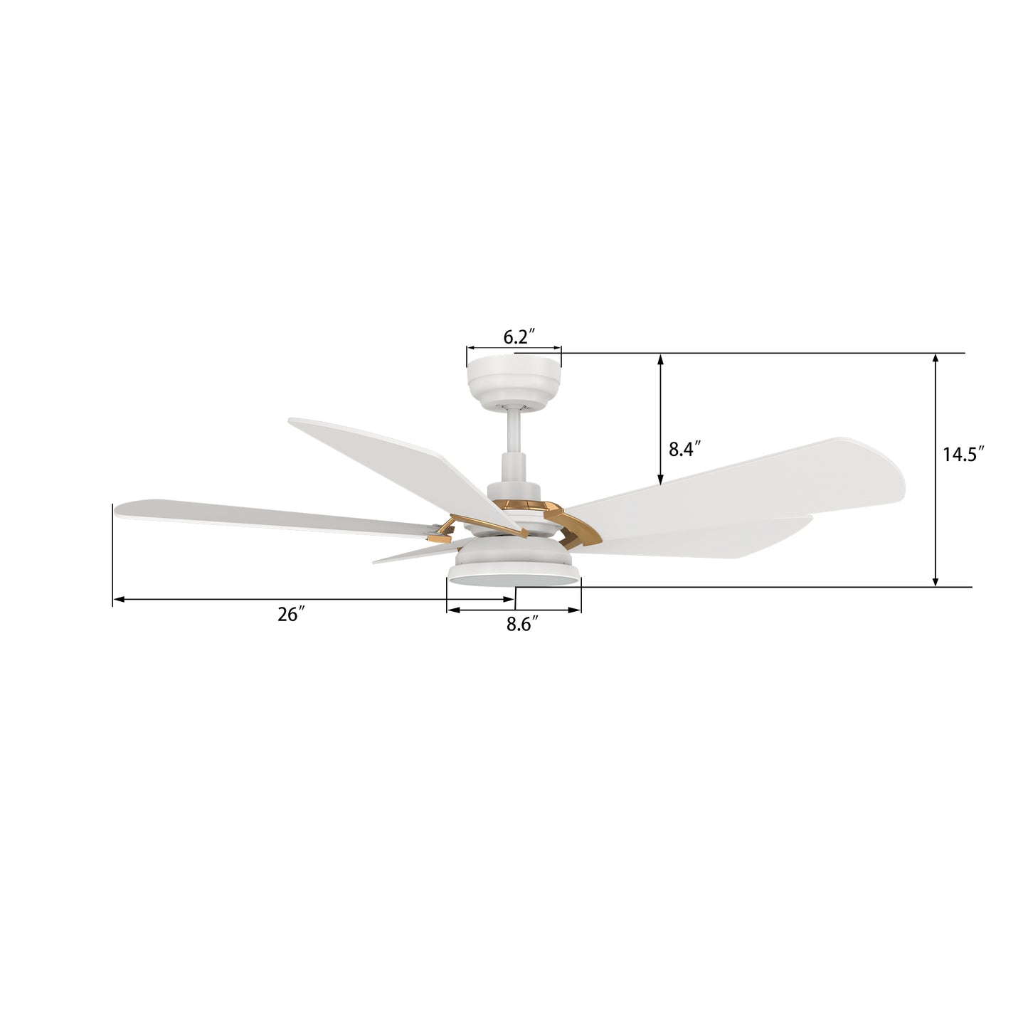 Savili 52 Inch 5-Blade Smart Ceiling Fan - White