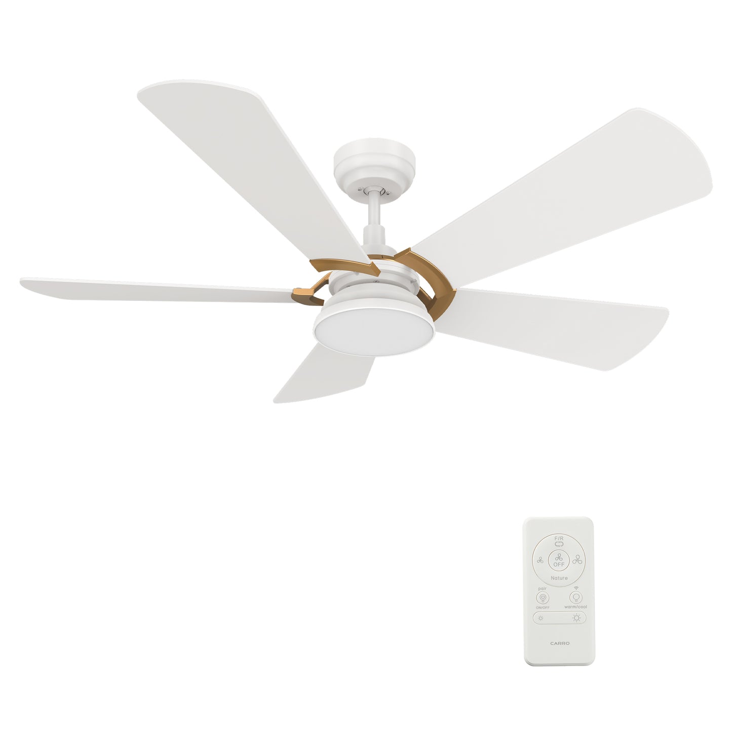 Savili 52 Inch 5-Blade Smart Ceiling Fan - White