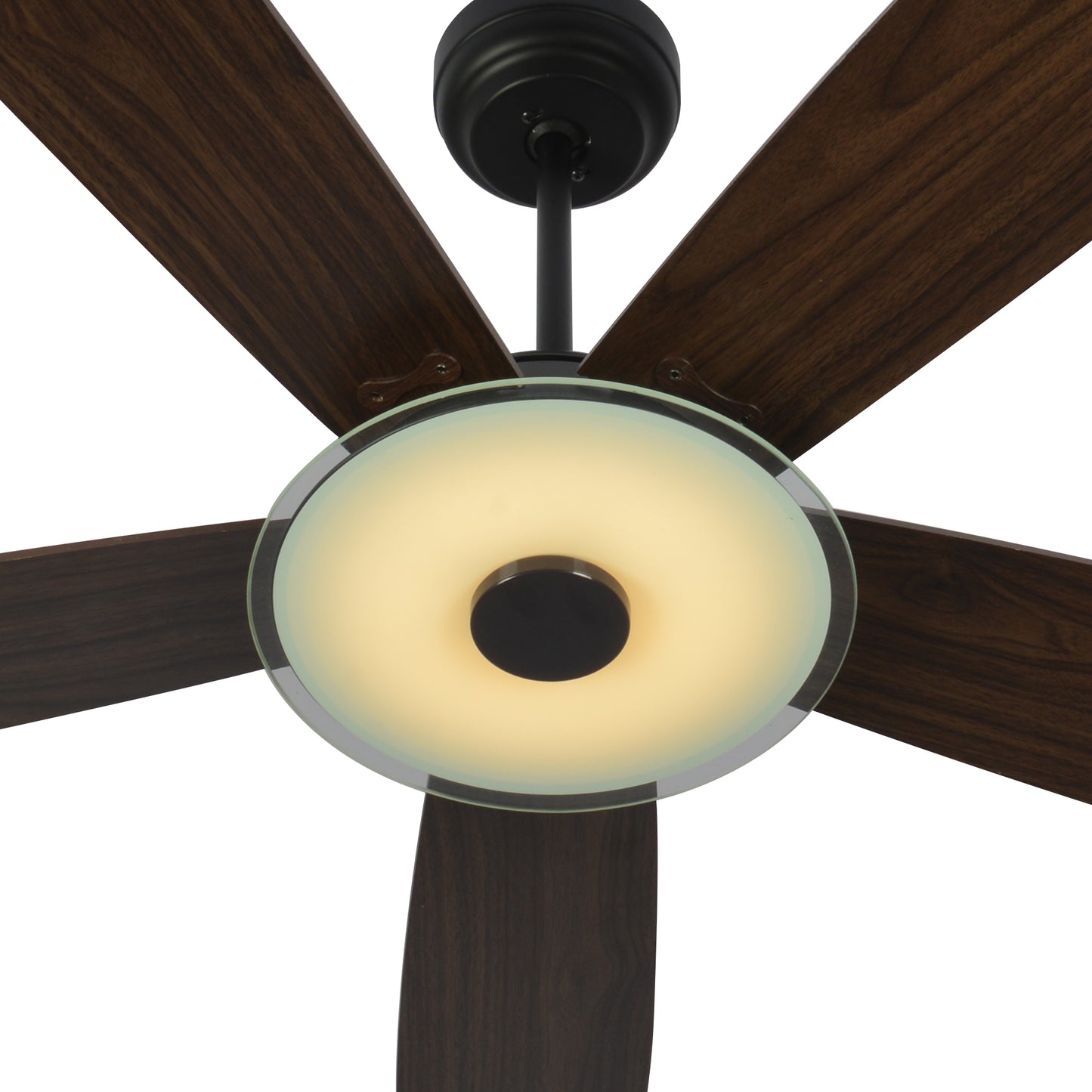 Journey 52-Inch Indoor/Outdoor Smart Ceiling Fan - Clear/Walnut Wood