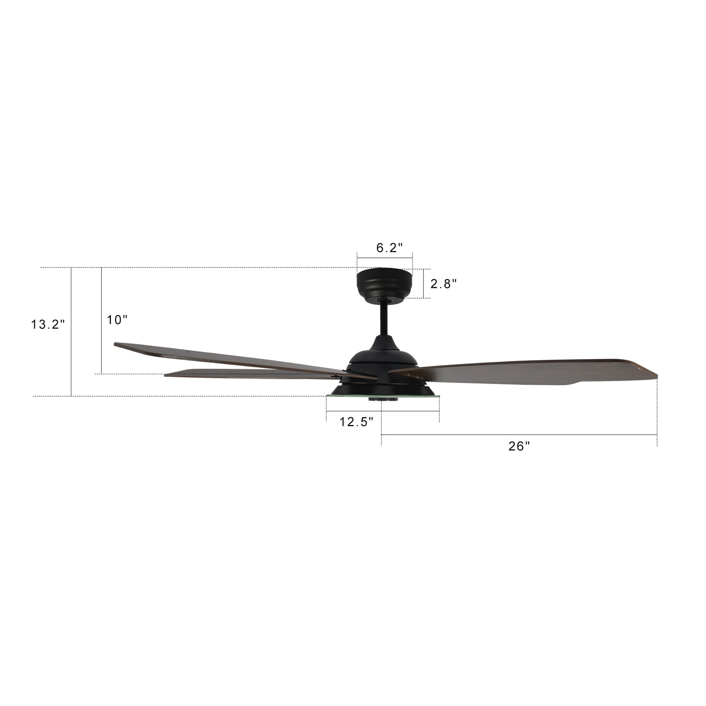 Journey 52-Inch Indoor/Outdoor Smart Ceiling Fan - Clear/Walnut Wood