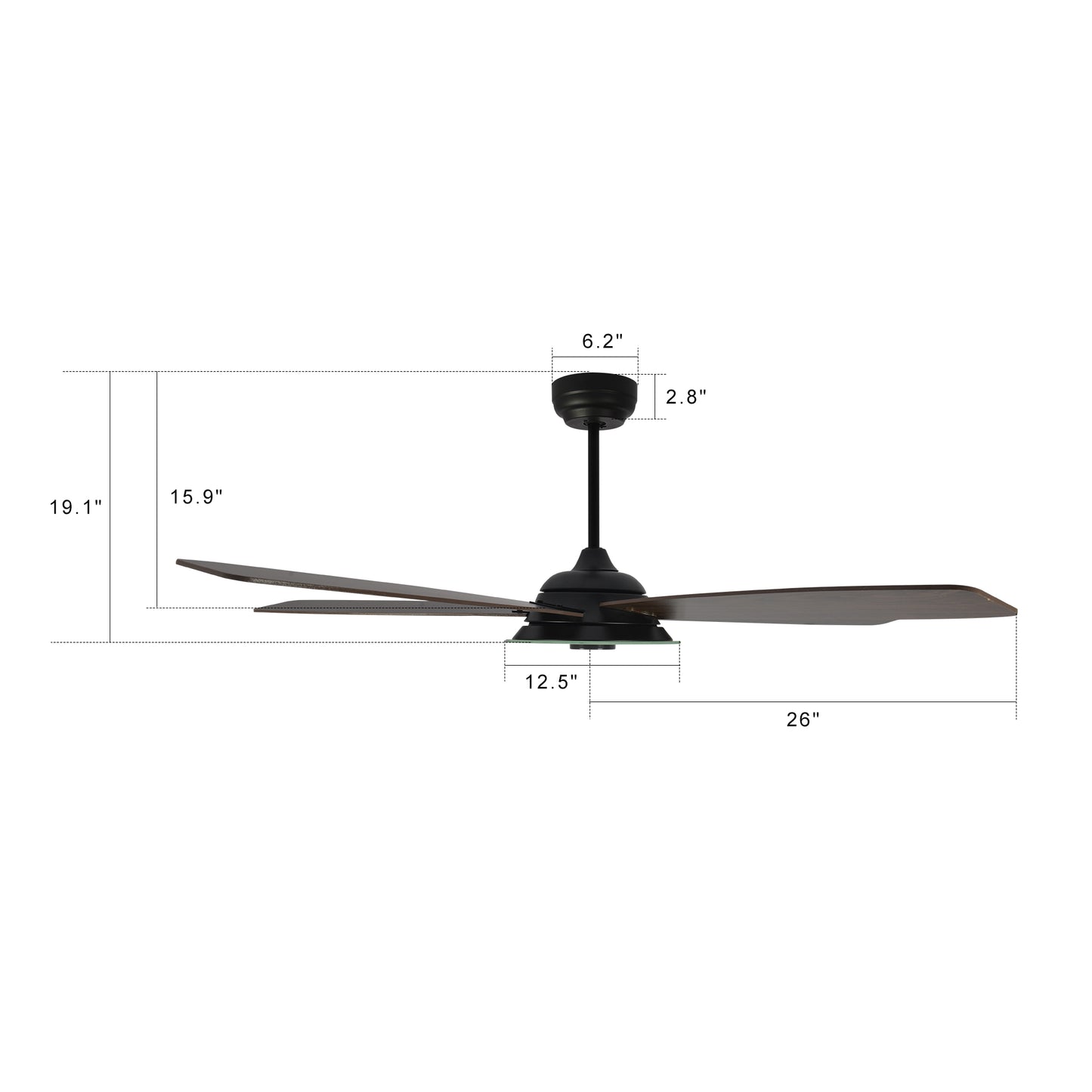 Journey 52-Inch Indoor/Outdoor Smart Ceiling Fan - Clear/Walnut Wood