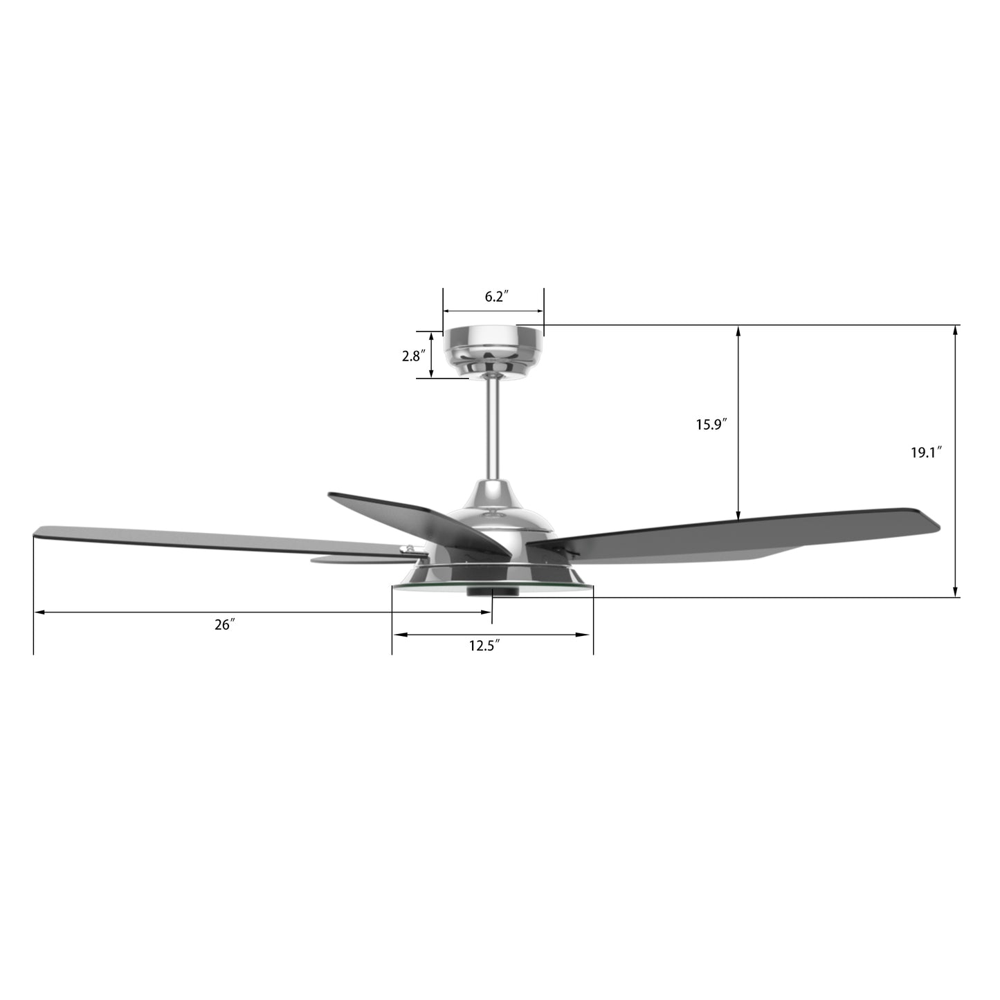 Journey 52 Inch 5-Blade Smart Ceiling Fan - Silver