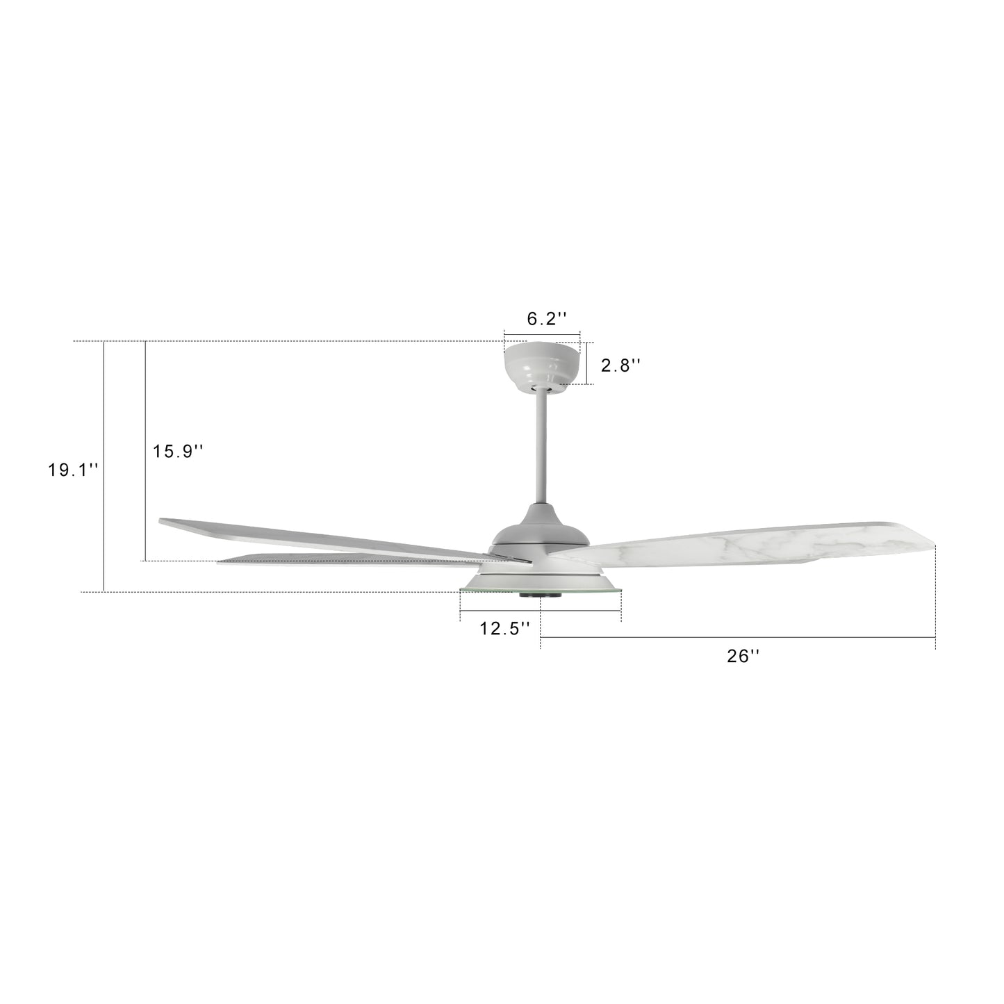 Journey 52-Inch Indoor/Outdoor Smart Ceiling Fan - Brushed Gold/White Marble