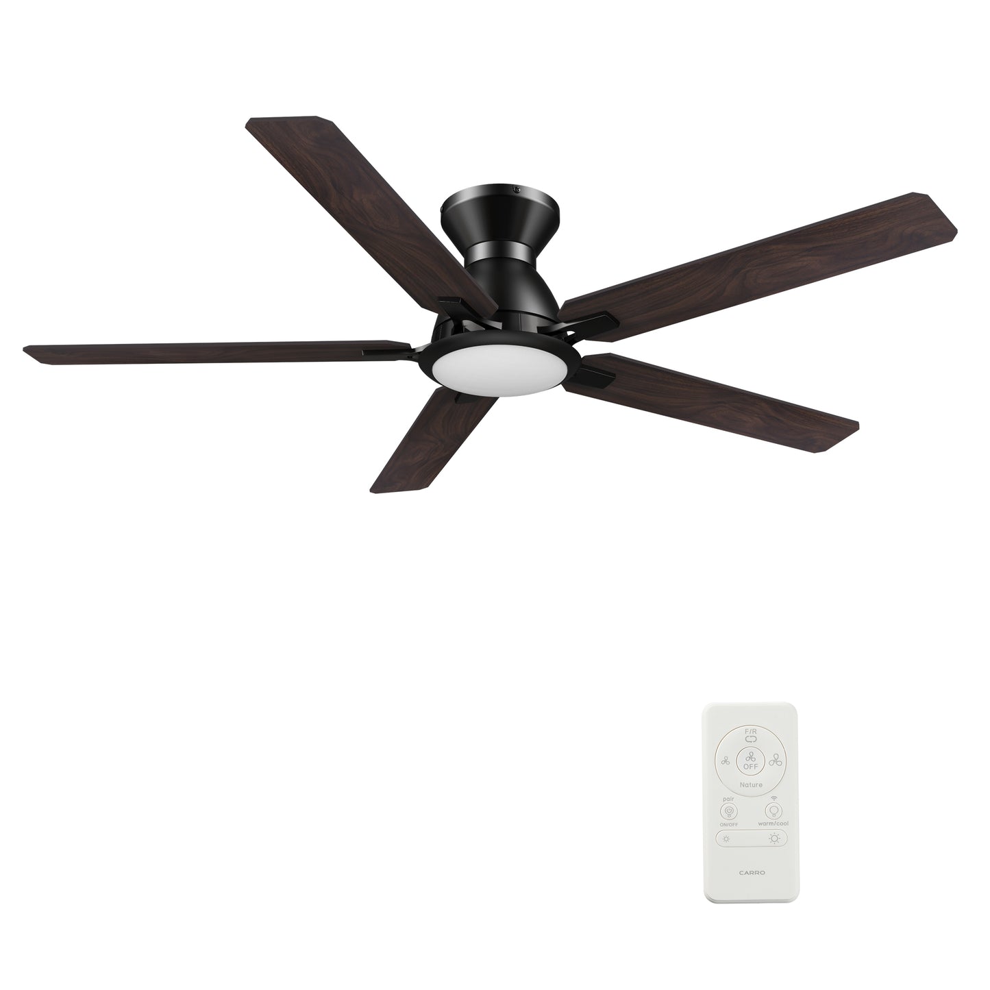 Espear 52 Inch 5-Blade Smart Ceiling Fan - Black/Walnut & Barnwood