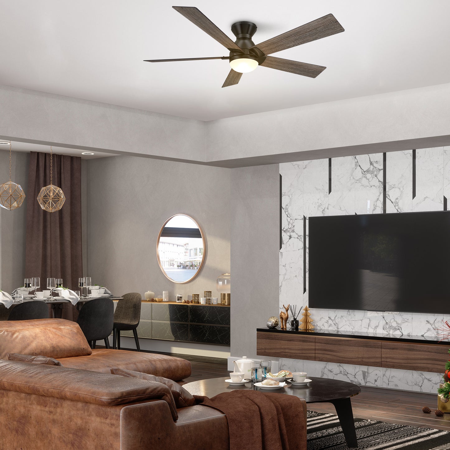 Ascender 52 Inch 5-Blade Smart Ceiling Fan - Black/Walnut (Reversible Blades)
