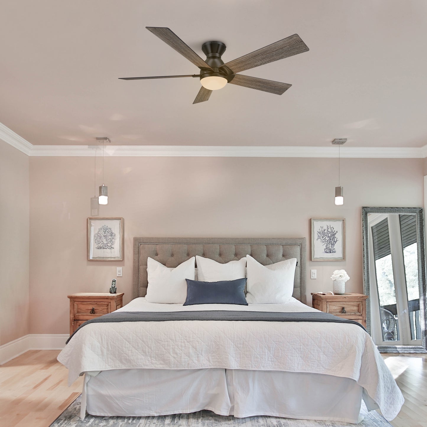Ascender 52 Inch 5-Blade Smart Ceiling Fan - Black/Walnut (Reversible Blades)