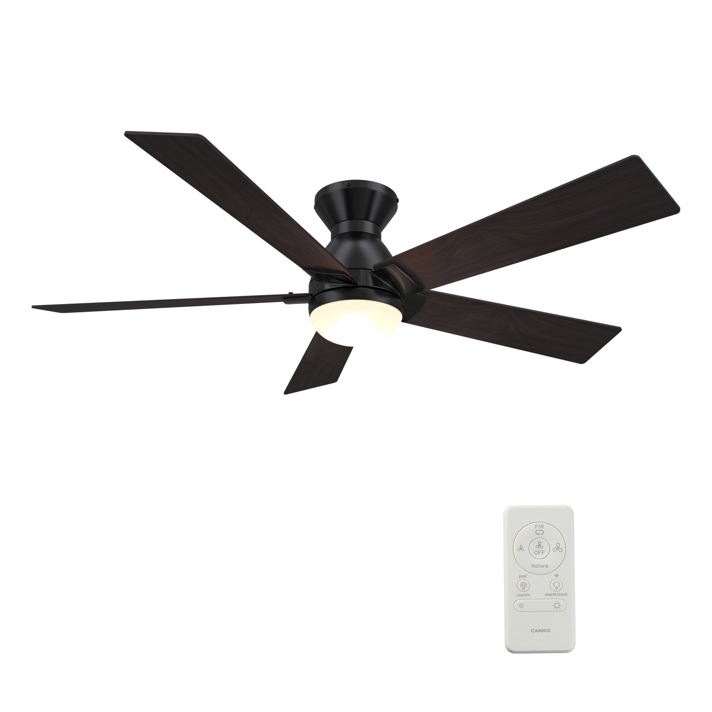 Ascender 52 Inch 5-Blade Smart Ceiling Fan - Black/Walnut (Reversible Blades)
