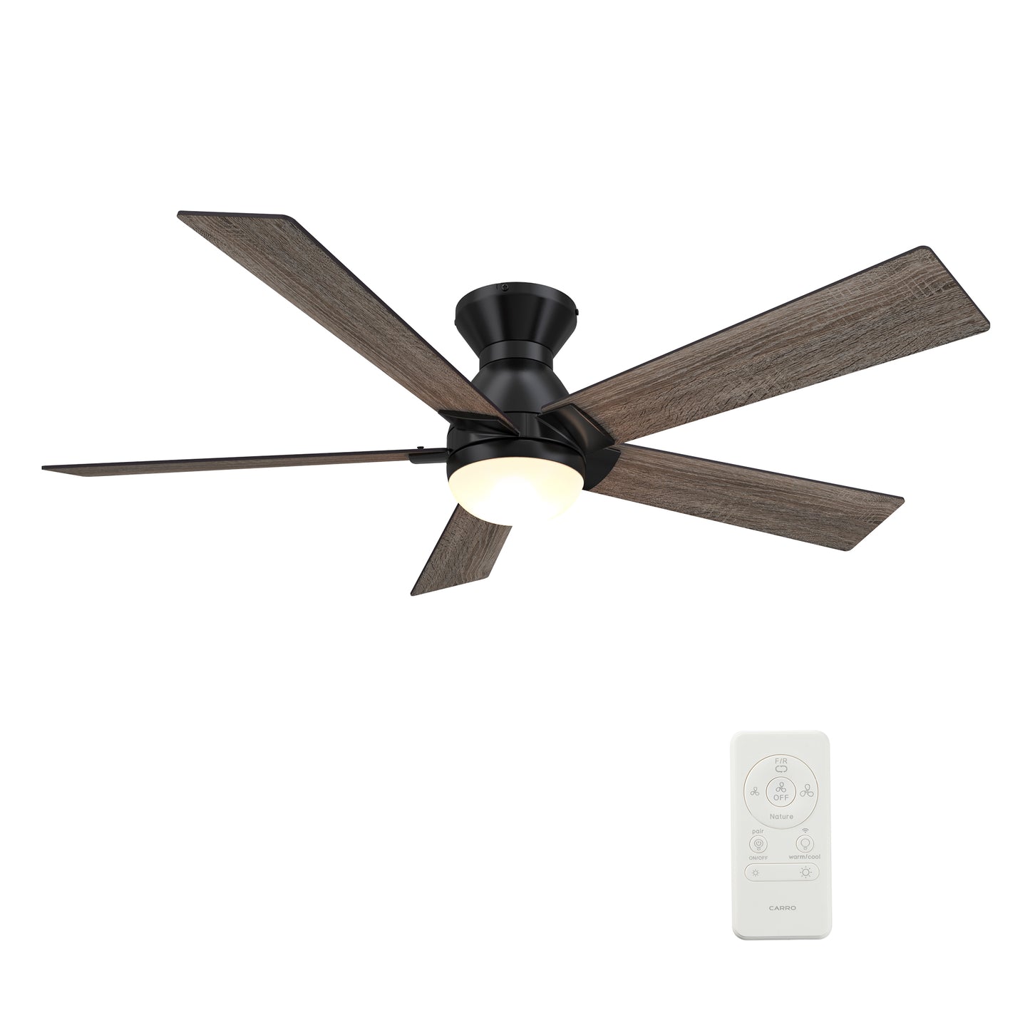 Ascender 52 Inch 5-Blade Smart Ceiling Fan - Black/Walnut (Reversible Blades)