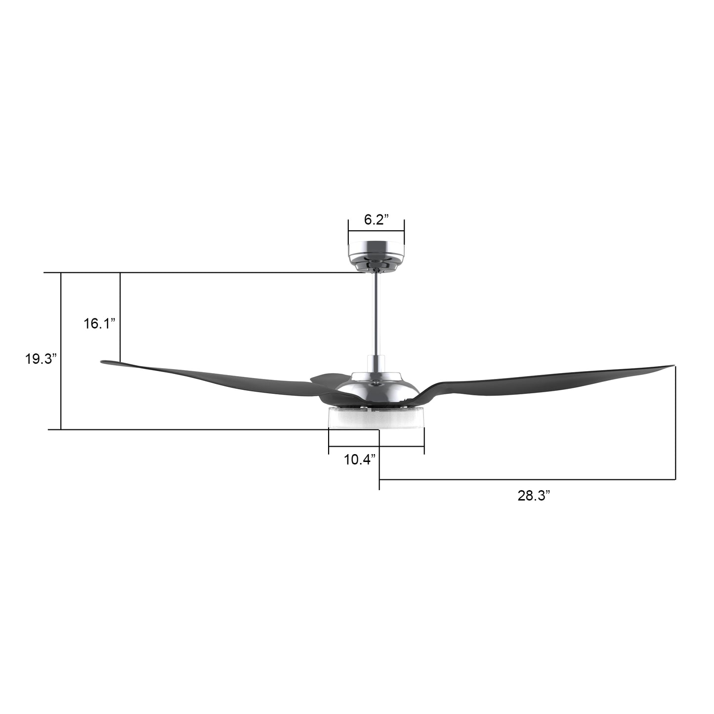 Fletcher 56 Inch 3-Blade Smart Ceiling Fan - Silver