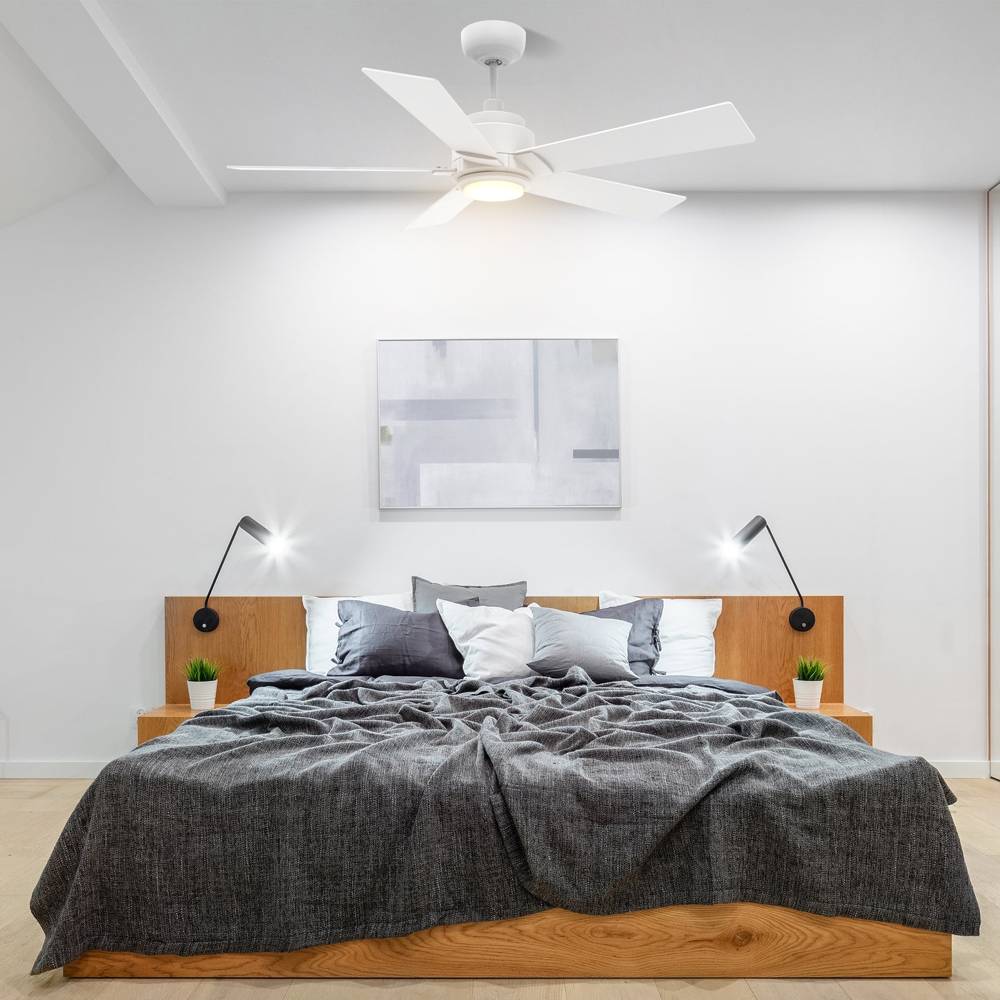 Ascender 56 Inch 5-Blade Smart Ceiling Fan - White
