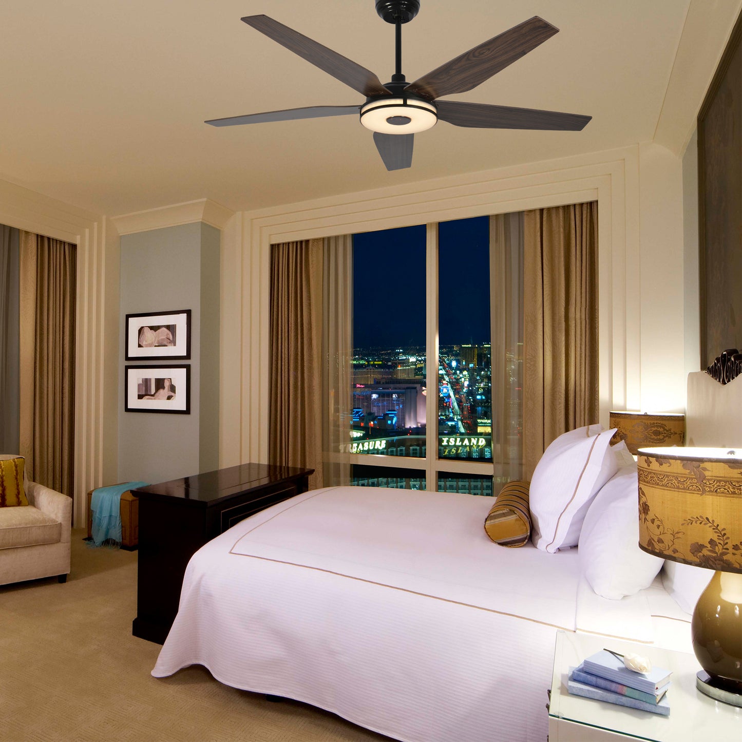 Elira 56-Inch Indoor/Outdoor Smart Ceiling Fan - Opal Chrome
