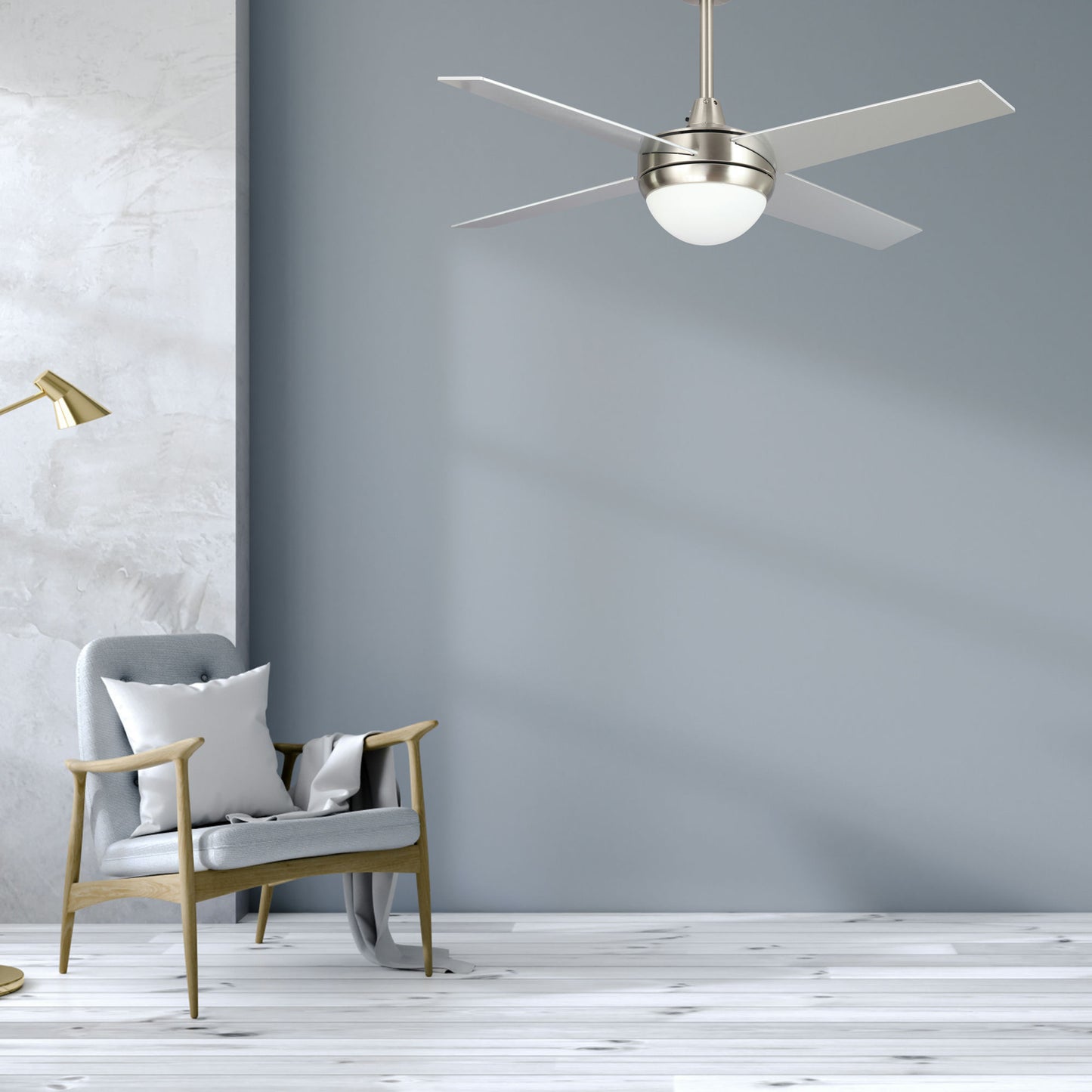 Neva 48 Inch 4-Blade Smart Ceiling Fan - Silver