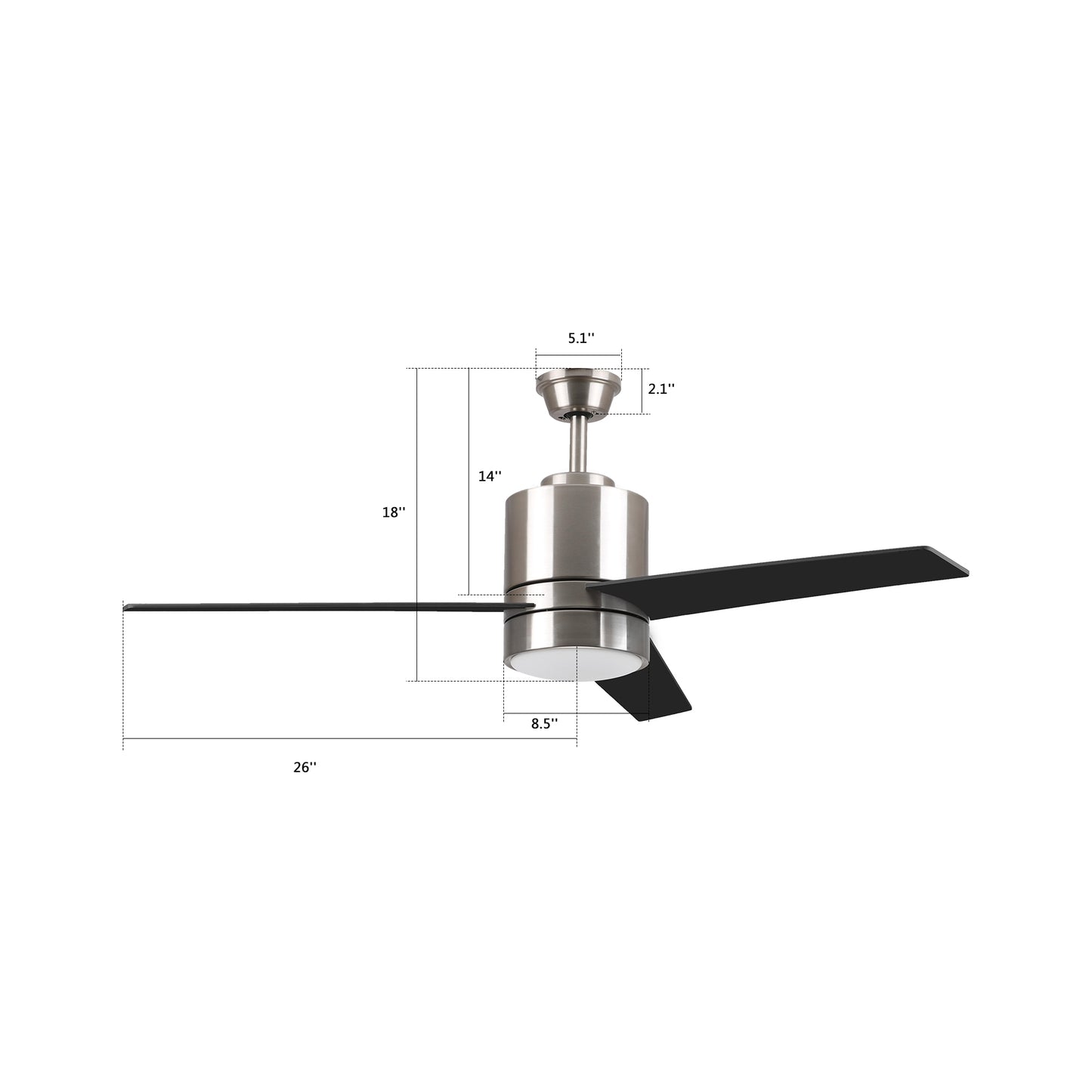 Raiden 52 Inch 3-Blade Smart Ceiling Fan - Silver/Black & Light Wood
