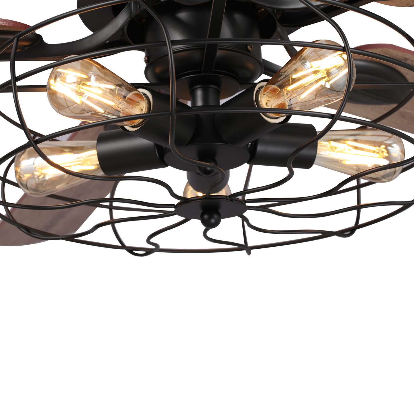 Helston 52 Inch 5-Blade Smart Ceiling Fan - Black/Dark Wood & Light Wood