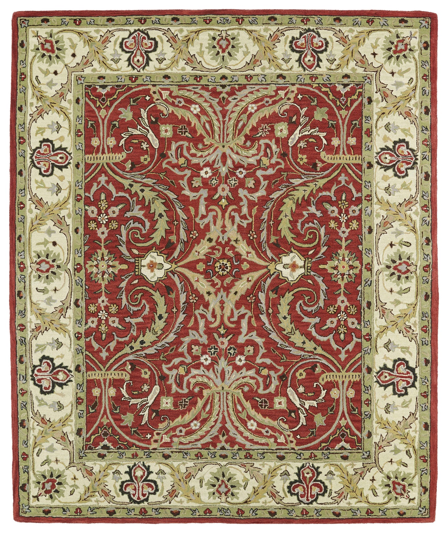 Kaleen Taj Collection Red Seafoam Area Rug 7'6" x 9'
