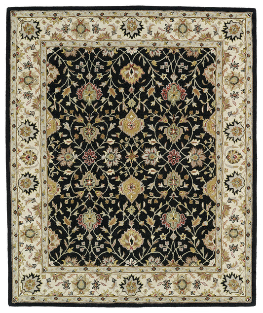 Kaleen Taj Collection Black Beige Area Rug 5' x 7'9"
