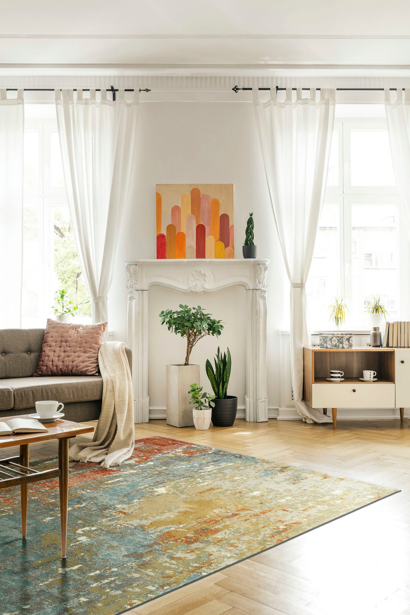 Kaleen Tallah Collection Multi LtBlue Area Rug 7'7" x 9'6"