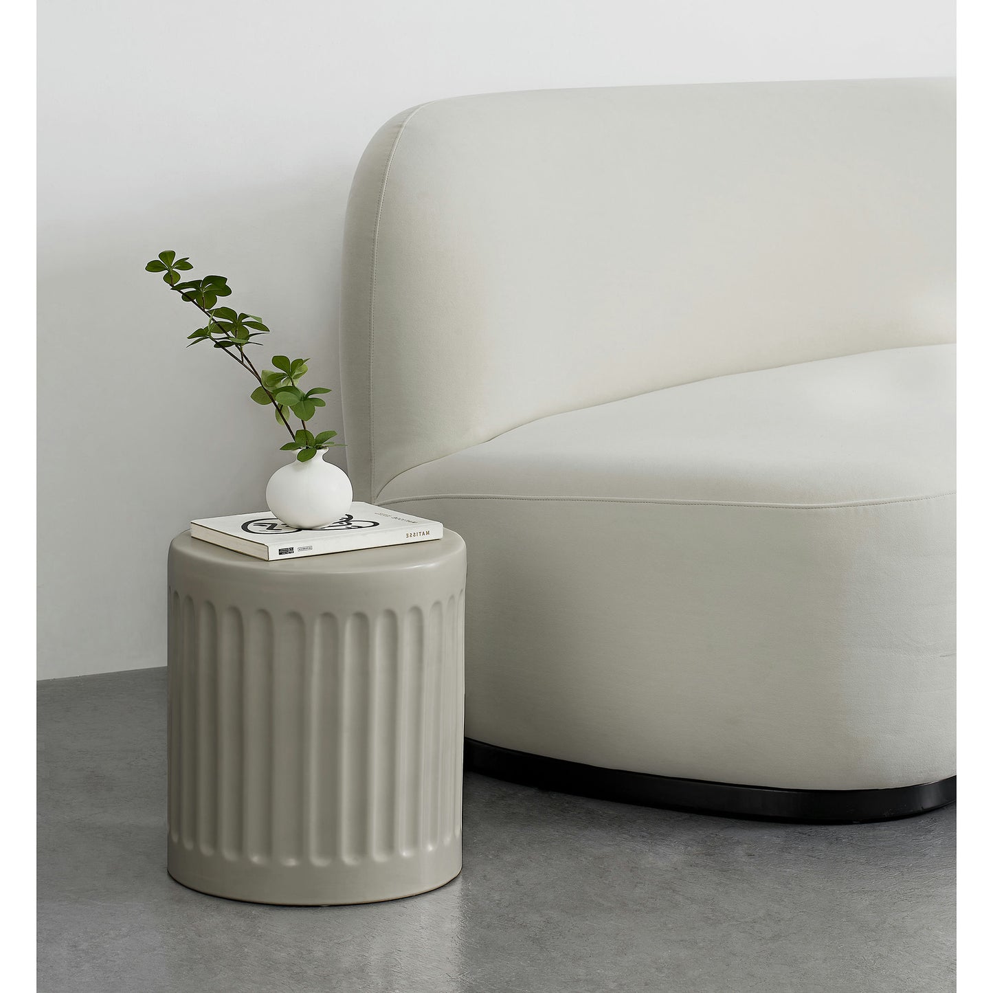 Lucian Matte Off-White Ceramic Outdoor Table