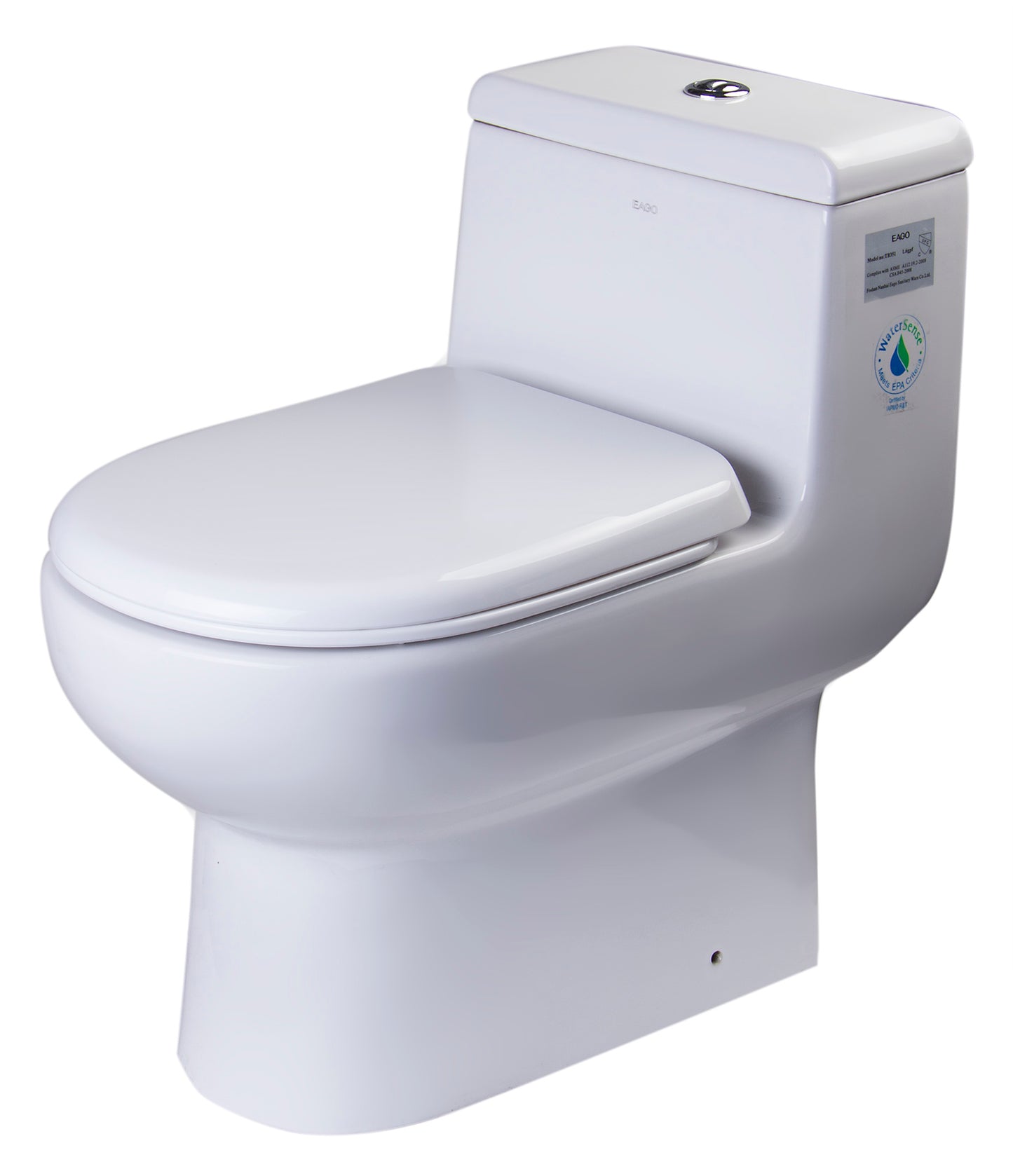 EAGO TB351 Dual Flush One Piece Eco-Friendly Low Flush Ceramic Toilet