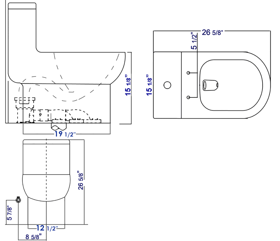 EAGO TB351 Dual Flush One Piece Eco-Friendly Low Flush Ceramic Toilet