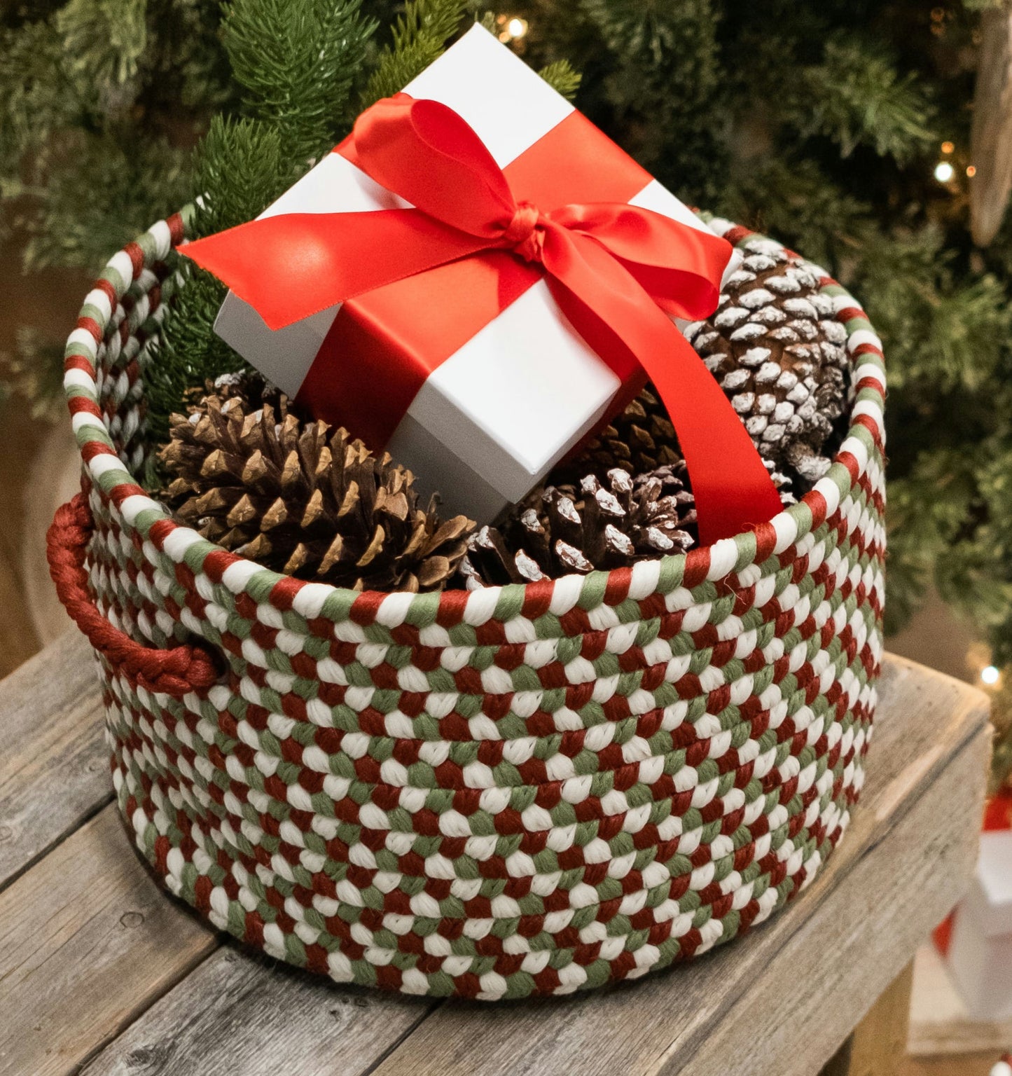 Holiday Multi Braided Basket - Holiday Multi 14"x14"x10"