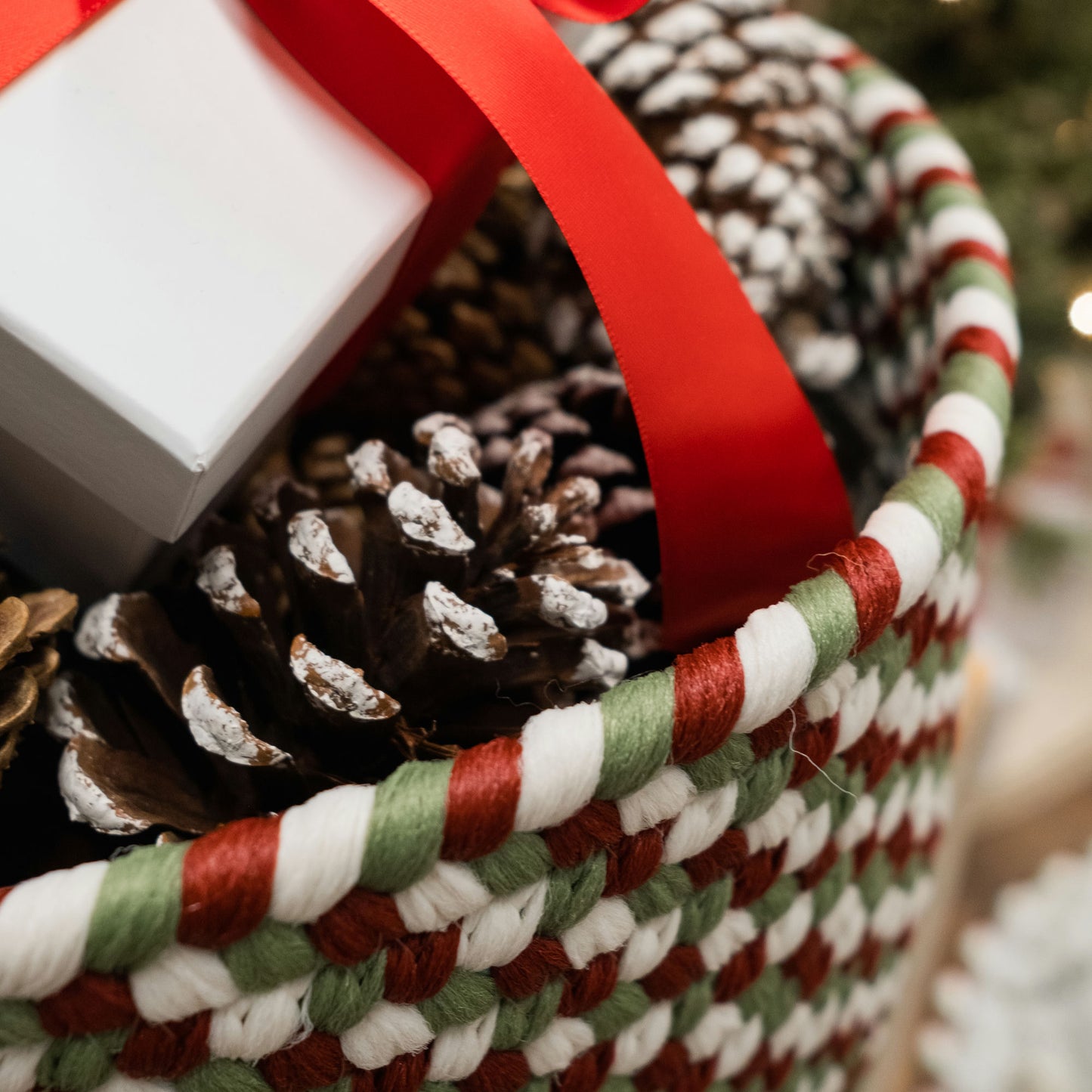 Holiday Multi Braided Basket - Holiday Multi 14"x14"x10"