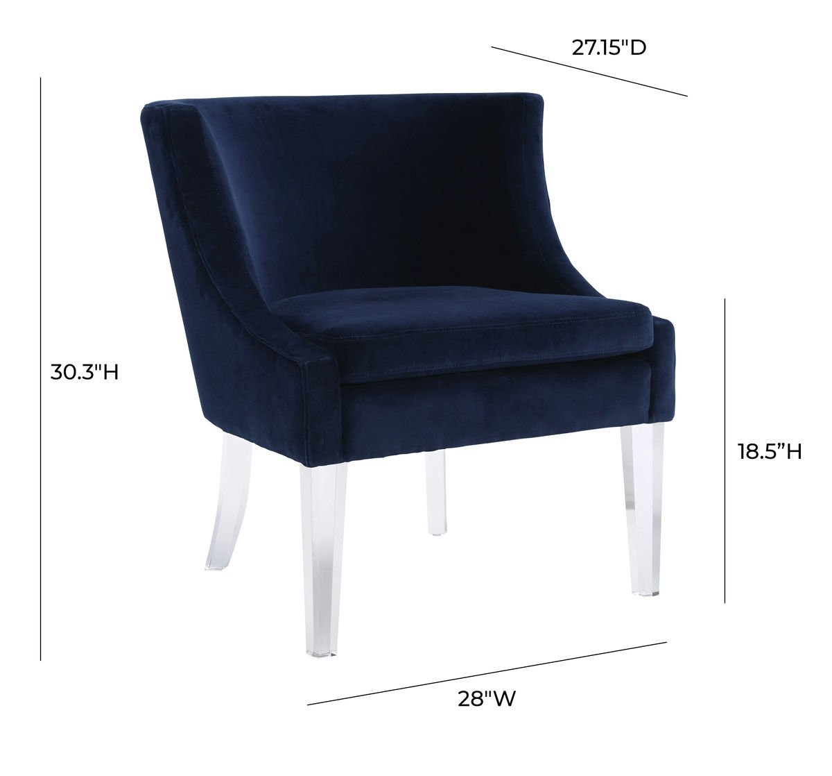 TOV Furniture Myra Blue Velvet Chair