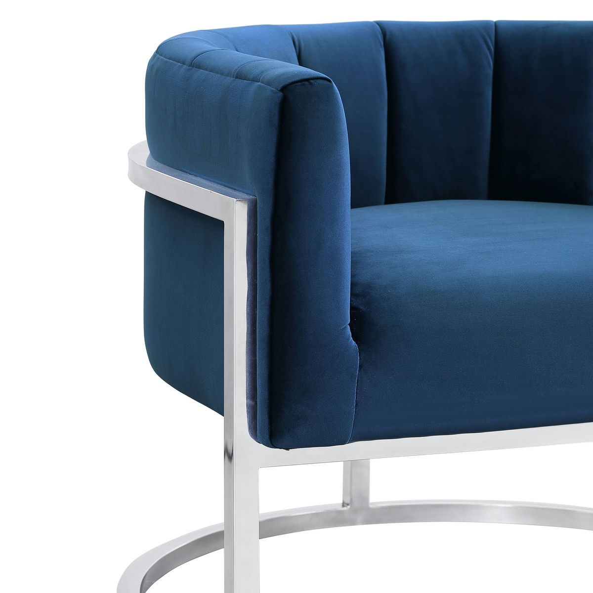 TOV Furniture Magnolia Navy Chair with Silver Base