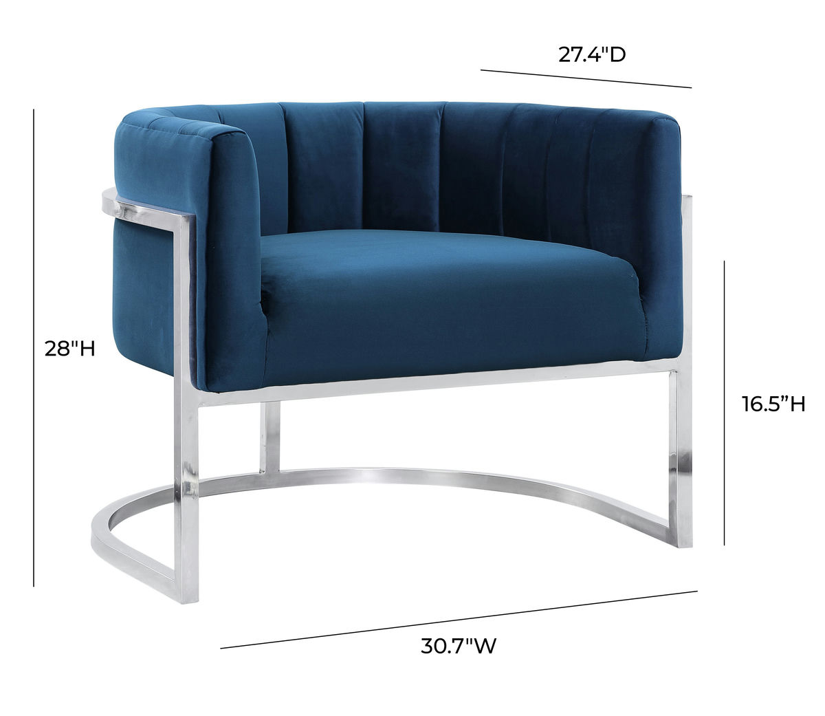 TOV Furniture Magnolia Navy Chair with Silver Base