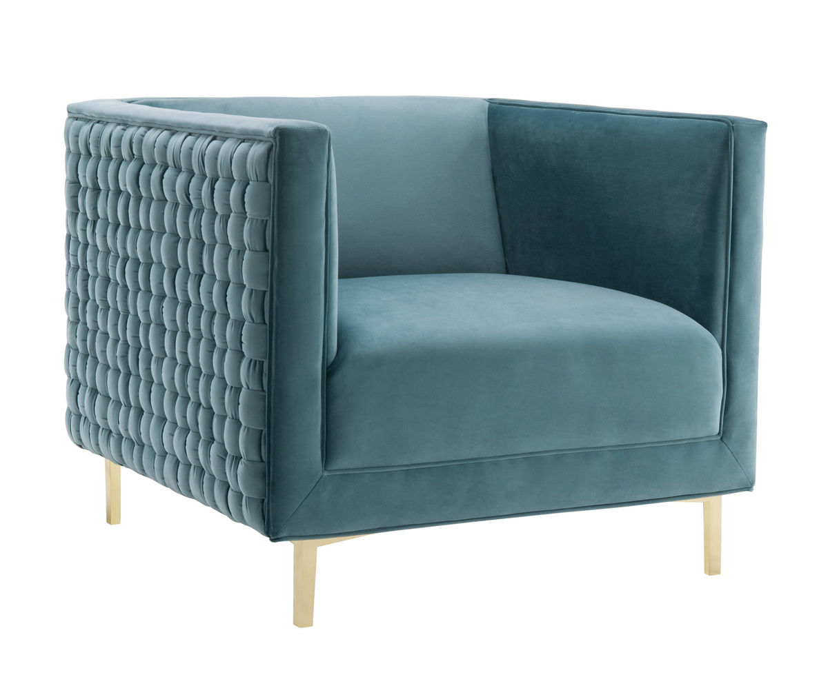 TOV Furniture Sal Sea Blue Woven Chair