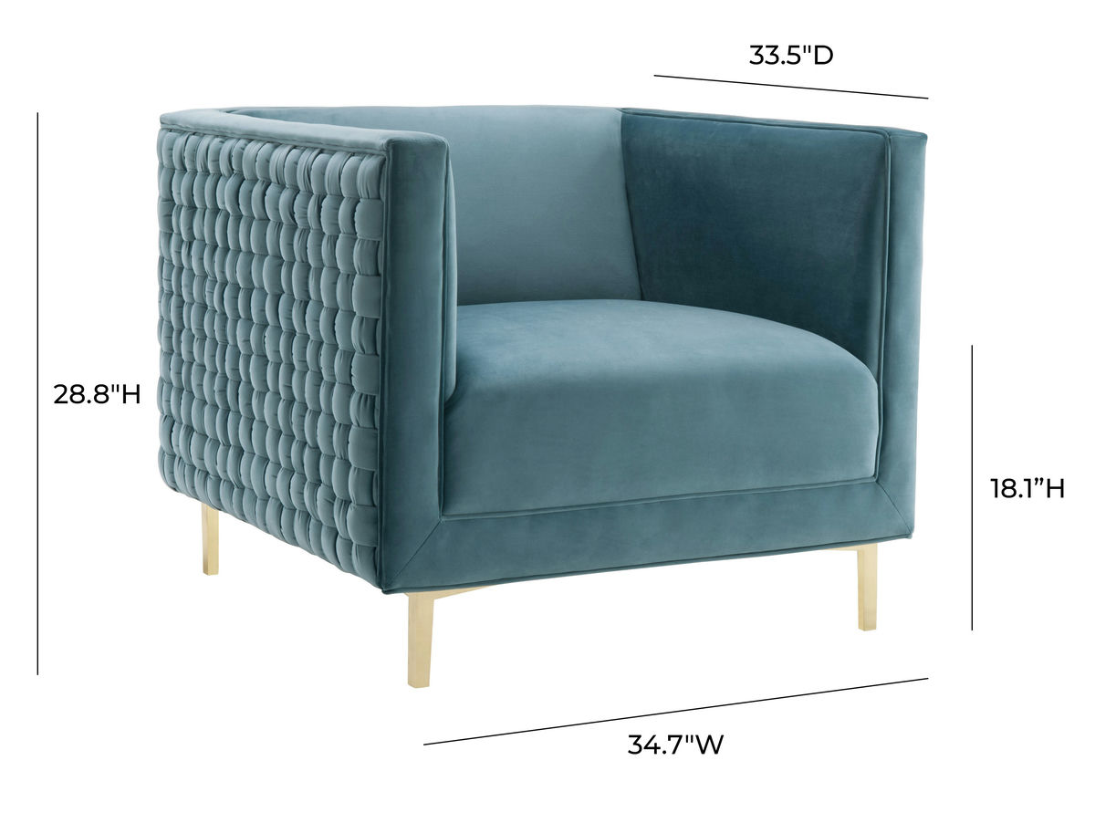 TOV Furniture Sal Sea Blue Woven Chair