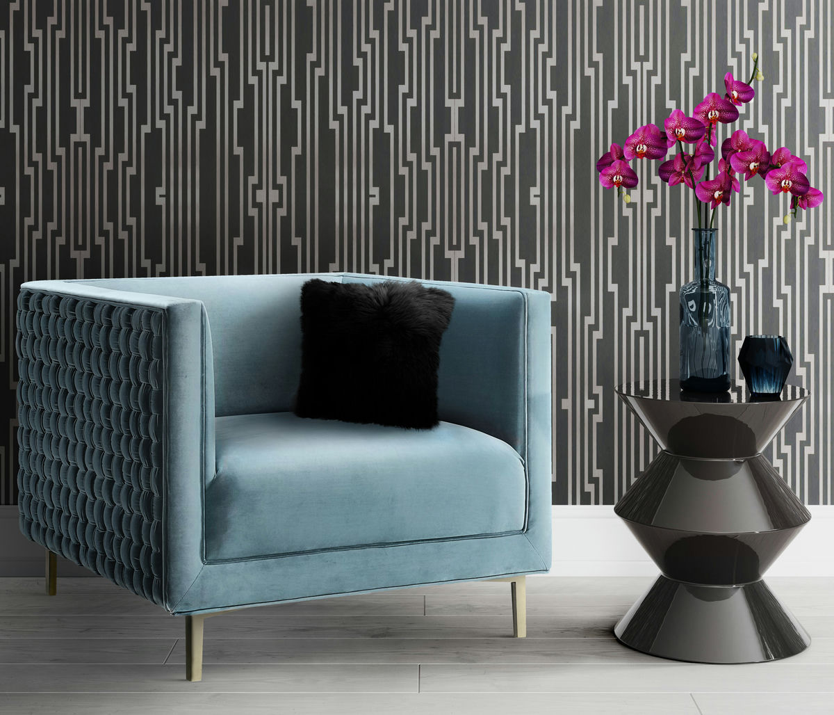 TOV Furniture Sal Sea Blue Woven Chair